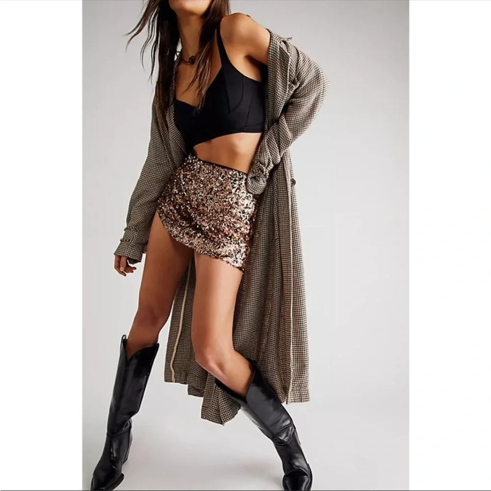 NWT Free People Annalise Sequin Mini Skirt / Multi Combo